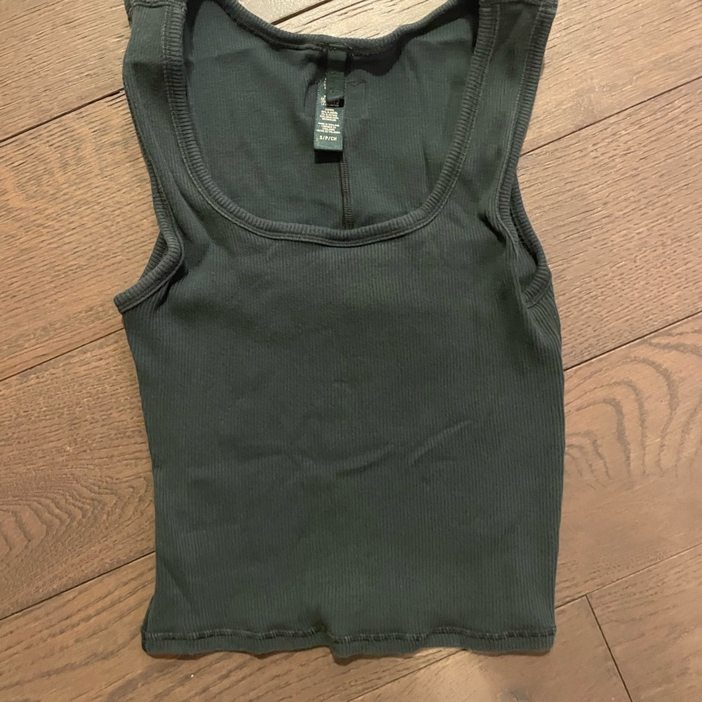 SKIMS Dark Green Ribbed Tank Top